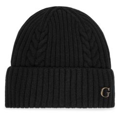 Czapka Guess. Czarne czapki zimowe Guess, z aplikacjami. Za 159.99 zł.