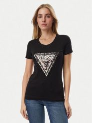 Guess T-Shirt W6BI26 K6047 Czarny Regular Fit. Czarne t-shirty Guess, xl, z aplikacjami, z bawełny, bez kołnierzyka, bez ramiączek. Za 165.99 zł.