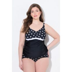 Damskie tankini Bellieva góra bez miękkich miseczek kropki. Czarne bikini Ulla Popken, bez wzorów, z elastanu. Za 179.99 zł.
