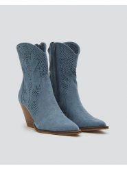 Bellucci Botki w kolorze niebieskim na obcasie rozmiar: 37. Niebieskie botki Bellucci, bez wzorów, eleganckie, bez obcasa, na obcasie, bez zapięcia. Za 194.45 zł.