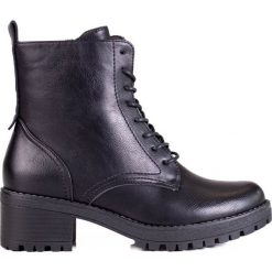 Klasyczne sznurowane botki damskie Shelovet czarne. Czarne botki SHELOVET, bez wzorów, klasyczne, bez obcasa, bez zapięcia. Za 258.00 zł.