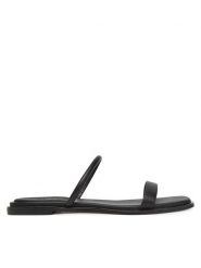 Calvin Klein Klapki Flat Sandal Squared 2-Bar Lth HW0HW02532 Czarny. Czarne klapki Calvin Klein, bez wzorów, ze skóry, bez obcasa, bez zapięcia. Za 309.99 zł.