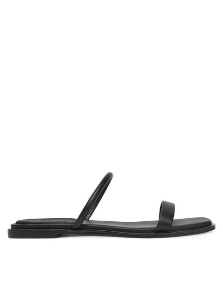 Calvin Klein Klapki Flat Sandal Squared 2-Bar Lth HW0HW02532 Czarny. Czarne klapki Calvin Klein, bez wzorów, ze skóry, bez obcasa, bez zapięcia. Za 309.99 zł.