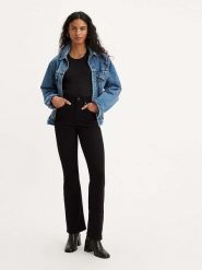 Levi's Dżinsy "725" - Bootcut fit - w kolorze czarnym rozmiar: W26/L30. Czarne jeansy Levi's, l, z aplikacjami, klasyczne, z podwyższonym stanem. Za 221.15 zł.