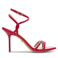 Sandały Nine West. Czerwone sandały Nine West, bez wzorów, bez obcasa, na szpilce, bez zapięcia. Za 229.99 zł.