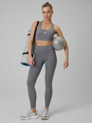4F Legginsy treningowe szybkoschnące damskie - szare XS. Szare legginsy 4f, bez wzorów, długie. Za 149.99 zł.