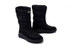 MANITU 990373-01 schwarz, śniegowce damskie. Czarne śniegowce Manitu, bez wzorów, z polaru, bez zapięcia. Za 484.90 zł.