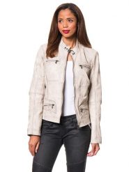 7eleven Skórzana kurtka "Katta" w kolorze kremowym rozmiar: 56. Brązowe kurtki 7eleven, bez wzorów, z materiału, bez kaptura. Za 434.99 zł.