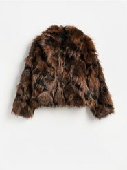 Kurtka ze sztucznego futerka - brązowy. Brązowe kurtki Reserved, l, bez wzorów, bez kaptura. Za 379.99 zł.