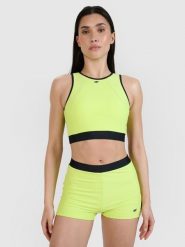 4F Góra od bikini damska - zielona S. Zielone bikini 4f, bez wzorów, z elastanu, sportowe. W wyprzedaży za 39.99 zł.