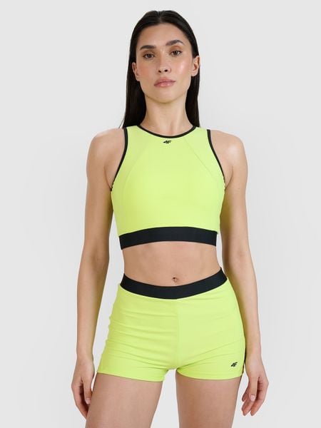 4F Góra od bikini damska - zielona S. Zielone bikini 4f, bez wzorów, z elastanu, sportowe. W wyprzedaży za 39.99 zł.