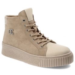 Beżowe Botki Filippo Modne Zamszowe Obuwie Damskie. Brązowe botki Filippo, bez wzorów, z materiału, eleganckie, bez obcasa, bez zapięcia. Za 199.00 zł.