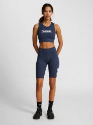 Szorty damskie Hummel Pulse Logo MW. Niebieskie szorty sportowe Hummel, bez wzorów, z bawełny, do biegania. Za 114.00 zł.