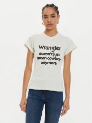 Wrangler T-Shirt Shrunken Band 112356451 Biały Slim Fit. Białe t-shirty Wrangler, l, bez wzorów, z bawełny, bez kołnierzyka, bez ramiączek. Za 59.99 zł.