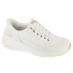 Buty sportowe Sneakersy damskie, Slip-ins: Contour Foam - Golden Hour. Białe buty sportowe lifestyle Skechers, bez wzorów, bez zapięcia, trekkingowe. Za 369.99 zł.