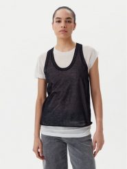 PINKO Bluzka 105152 A2LS Czarny Regular Fit. Czarne bluzki Pinko, m, bez wzorów, z bawełny, bez kołnierzyka, bez ramiączek. Za 869.99 zł.