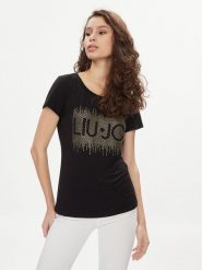 Liu Jo T-Shirt VA4154 JS360 Czarny Regular Fit. Czarne t-shirty Liu Jo, s, bez wzorów, z wiskozy, bez kołnierzyka, bez ramiączek. Za 139.99 zł.