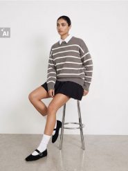 Sweter w paski z wiskozą - brązowy. Brązowe swetry Sinsay, l, bez wzorów, z wiskozy, bez ramiączek. Za 59.99 zł.