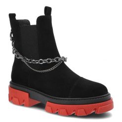 Botki damskie Karino, skóra naturalna zamszowe wsuwane i miekka wkładka, czarne, 3952-003-F. Czarne botki Karino, bez wzorów, ze skóry, eleganckie, bez obcasa, bez zapięcia. Za 339.00 zł.