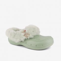 Damskie ocieplane kapcie Coqui Husky. Zielone kapcie Coqui, bez wzorów, z materiału. Za 140.99 zł.