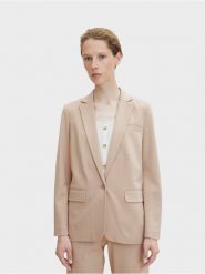 Tom Tailor Marynarka 1032858 Beżowy Regular Fit. Brązowe marynarki i żakiety Tom Tailor, l, bez wzorów, z wiskozy, bez ramiączek. Za 269.99 zł.