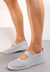 Szare Tenisówki z Elastycznym Paskiem i Siateczkową Cholewką Dilvena. Szare trampki Renee, bez wzorów, bez zapięcia. W wyprzedaży za 43.99 zł.