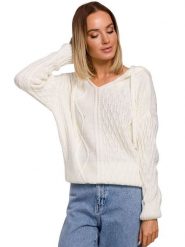 Made of emotion Bluza w kolorze kremowym rozmiar: L/XL. Brązowe bluzy Made Of Emotion, l, bez wzorów, ze splotem, bez ramiączek, z kapturem. Za 141.19 zł.