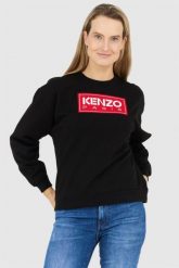 KENZO Czarna bluza damska z aplikacją z logo. Czarne bluzy Kenzo, s, z aplikacjami, bez ramiączek, bez kaptura. W wyprzedaży za 499.99 zł.