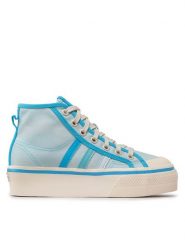 Adidas Trampki Nizza Platform Mid GX4604 Niebieski. Niebieskie trampki adidas, bez wzorów, z materiału, bez zapięcia. Za 219.99 zł.