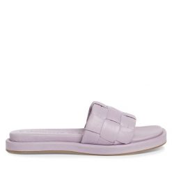Klapki Tamaris. Fioletowe klapki Tamaris, bez wzorów, bez obcasa, bez zapięcia. Za 179.99 zł.