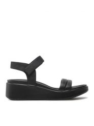 ECCO Sandały Flowt Wedge Lx W 27330351052 Czarny. Czarne sandały ECCO, bez wzorów, z nubiku, bez obcasa, na koturnie, bez zapięcia. Za 409.99 zł.