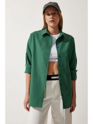 Happiness Istanbul Koszula w kolorze ciemnozielonym rozmiar: 40. Zielone koszule Happiness Istanbul, bez wzorów, bez kołnierzyka, bez ramiączek. Za 60.99 zł.