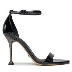 Sandały Guess. Czarne sandały Guess, z aplikacjami, bez obcasa, na szpilce, bez zapięcia. Za 1,109.00 zł.