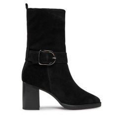 Botki Tamaris. Czarne botki Tamaris, bez wzorów, bez obcasa, na słupku, bez zapięcia. Za 329.99 zł.
