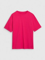 4F T-shirt oversize gładki damski - różowy XL. Czerwone t-shirty 4f, xl, bez wzorów, z bawełny, klasyczne, bez kołnierzyka, bez ramiączek. W wyprzedaży za 39.99 zł.