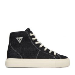 Tenisówki Guess Jeans. Czarne trampki Guess Jeans, z aplikacjami, z jeansu, bez zapięcia. Za 219.99 zł.