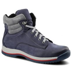 Trzewiki damskie Pollonus, ocieplane i sznurowane, granatowo-szare, 5-1114-005. Niebieskie botki Pollonus, bez wzorów, z nubiku, eleganckie, bez obcasa, na platformie, bez zapięcia. Za 229.00 zł.