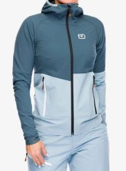 Kurtka softshell damska Ortovox Punta Berrino Hooded Jacket. Niebieskie kurtki przejściowe sportowe ORTOVOX, xs, bez wzorów, z materiału, bez kaptura, trekkingowe. Za 962.49 zł.