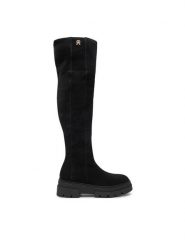 Tommy Hilfiger Muszkieterki Suede Over-The-Knee Boot FW0FW08159 Czarny. Czarne kozaki Tommy Hilfiger, bez wzorów, ze skóry, bez obcasa, na płaskiej podeszwie, bez zapięcia. Za 1,199.00 zł.