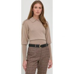 Victoria Beckham sweter damski kolor beżowy lekki. Brązowe swetry VICTORIA BECKHAM, l, bez wzorów, bez ramiączek. Za 2,559.90 zł.