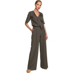 Kombinezon z Szerokimi Nogawkami - Khaki. Brązowe kombinezony MOE, l, bez wzorów, z lycry, eleganckie, bez kołnierzyka, bez ramiączek. Za 314.90 zł.