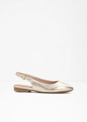 Baleriny Jana z odkrytymi piętami, w wygodnej tęgości. Czarne baleriny bonprix, bez wzorów, eleganckie, bez obcasa, bez zapięcia. Za 119.99 zł.