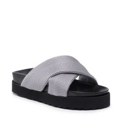 Klapki Eva Minge. Szare klapki Eva Minge, bez wzorów, bez obcasa, bez zapięcia. Za 409.99 zł.