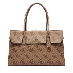 Torebka Guess. Brązowe shopper bag Guess, z aplikacjami, bez dodatków. Za 794.99 zł.