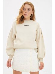 Trendyol Bluza w kolorze beżowym rozmiar: S. Brązowe bluzy Trendyol, s, bez wzorów, z bawełny, bez kaptura. Za 74.81 zł.