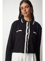 Happiness Istanbul Kardigan w kolorze czarnym rozmiar: onesize. Czarne swetry Happiness Istanbul, bez wzorów, z wełny, bez ramiączek. Za 73.99 zł.