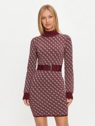 Guess Sukienka dzianinowa Lise W4BK43 Z37K0 Bordowy Regular Fit. Czerwone sukienki Guess, l, z aplikacjami, z dzianiny, bez kołnierzyka, bez ramiączek. Za 279.99 zł.