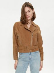 Luisa Spagnoli Kurtka skórzana Vespucci 540807 Brązowy Regular Fit. Brązowe kurtki Luisa Spagnoli, m, bez wzorów, ze skóry, bez kaptura. Za 1,599.00 zł.