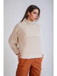 Monki Sweter w kolorze beżowym rozmiar: XXS. Brązowe swetry Monki, xxs, bez wzorów, ze splotem, bez ramiączek. Za 52.79 zł.