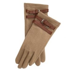 Rękawiczki LAUREN RALPH LAUREN. Brązowe rękawiczki Lauren Ralph Lauren, bez wzorów, z dzianiny. Za 594.99 zł.